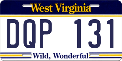 WV license plate DQP131