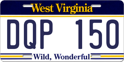 WV license plate DQP150