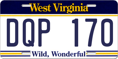 WV license plate DQP170
