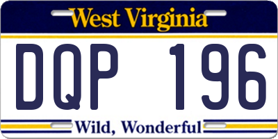 WV license plate DQP196