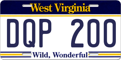 WV license plate DQP200