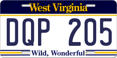 WV license plate DQP205