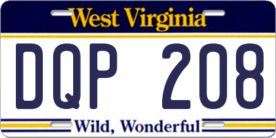 WV license plate DQP208