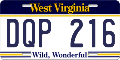 WV license plate DQP216