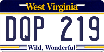 WV license plate DQP219