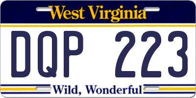 WV license plate DQP223
