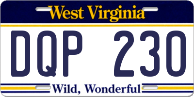 WV license plate DQP230