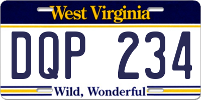 WV license plate DQP234