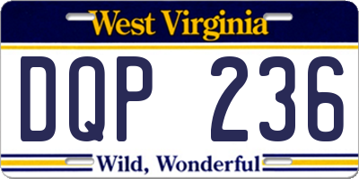 WV license plate DQP236