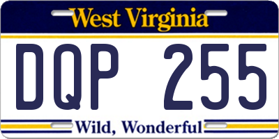 WV license plate DQP255