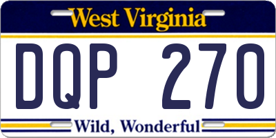 WV license plate DQP270