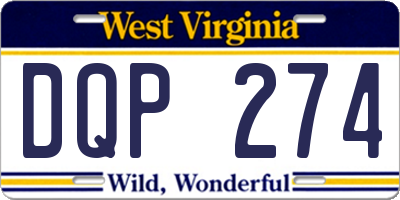 WV license plate DQP274