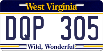 WV license plate DQP305