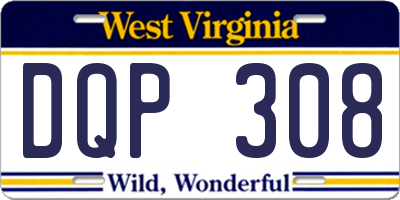 WV license plate DQP308