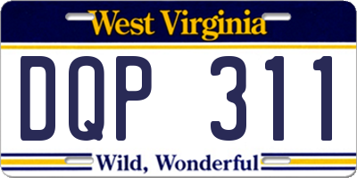 WV license plate DQP311