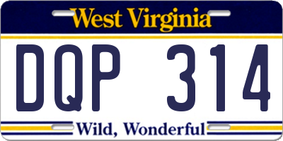WV license plate DQP314