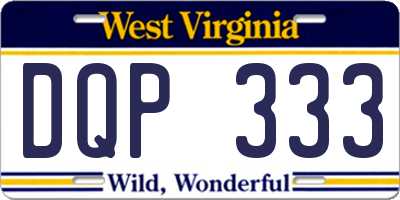 WV license plate DQP333