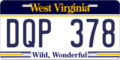 WV license plate DQP378