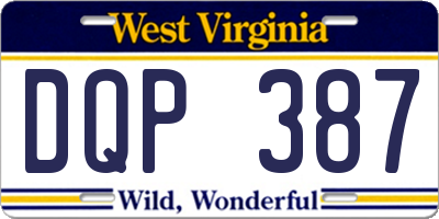 WV license plate DQP387