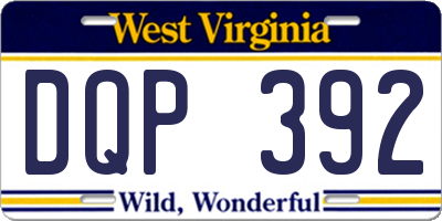 WV license plate DQP392
