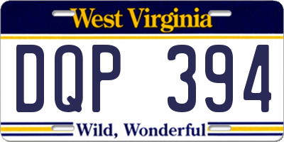 WV license plate DQP394