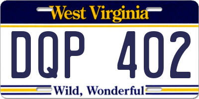 WV license plate DQP402