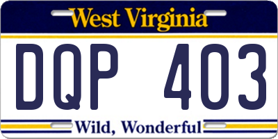 WV license plate DQP403
