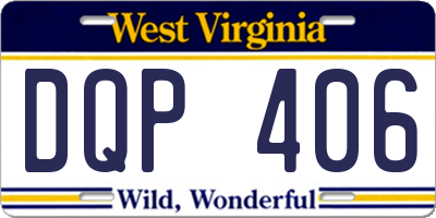 WV license plate DQP406