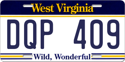 WV license plate DQP409