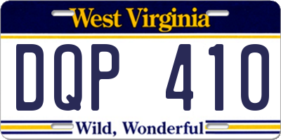 WV license plate DQP410