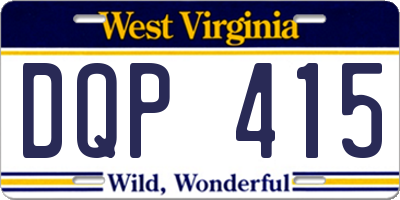 WV license plate DQP415