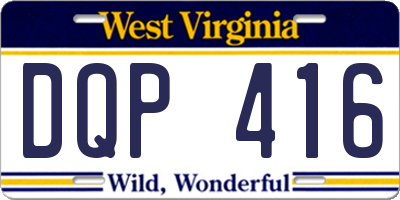 WV license plate DQP416