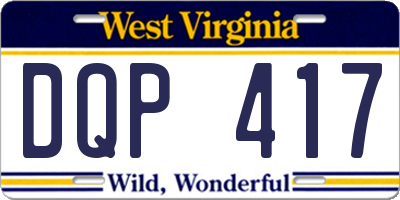 WV license plate DQP417