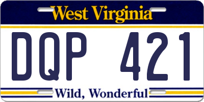 WV license plate DQP421