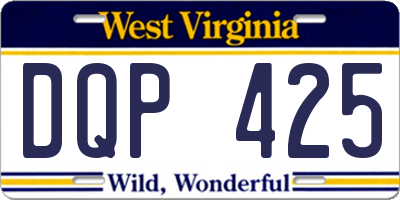 WV license plate DQP425