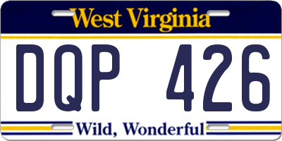WV license plate DQP426