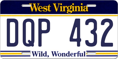 WV license plate DQP432