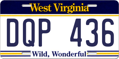 WV license plate DQP436