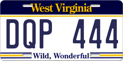 WV license plate DQP444