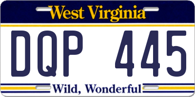 WV license plate DQP445