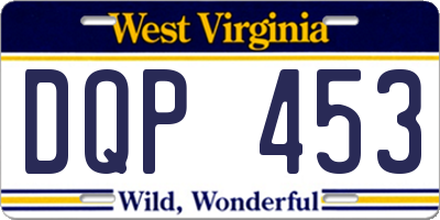 WV license plate DQP453