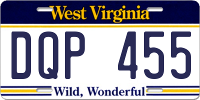 WV license plate DQP455