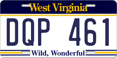WV license plate DQP461