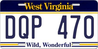 WV license plate DQP470