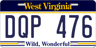 WV license plate DQP476