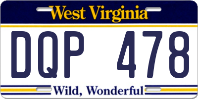 WV license plate DQP478