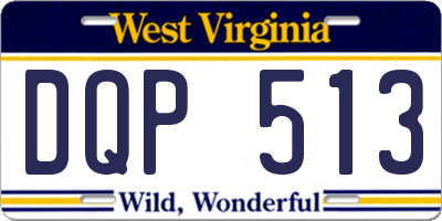 WV license plate DQP513