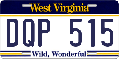 WV license plate DQP515