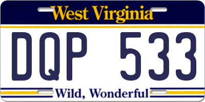 WV license plate DQP533