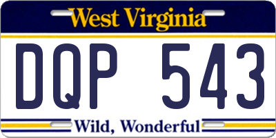 WV license plate DQP543